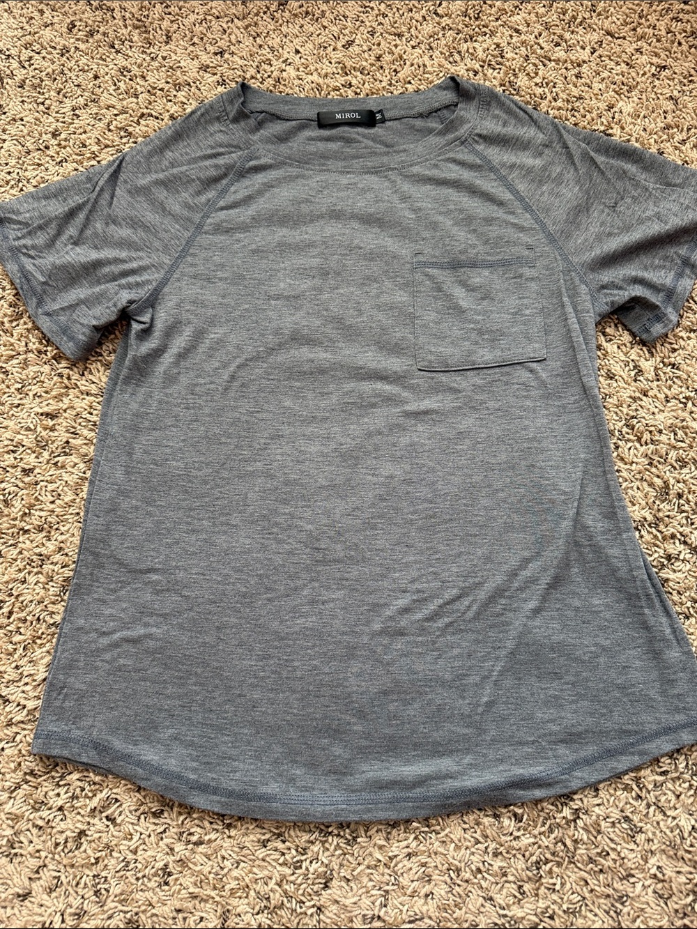 MIROL Women's Short Sleeve Pocket Tee in Heather Gray